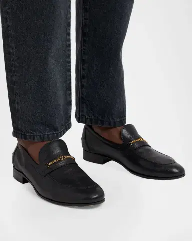 Valentino Garavani Men's Vlogo Signature Chain Kidskin Loafers | Thumbnail 5 Valentino Garavani Men's Vlogo Signature Chain Kidskin Loafers | Thumbnail 5