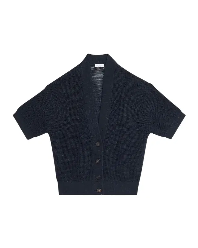 Shimmering Diamond Knit Short-Sleeve Cardigan Shimmering Diamond Knit Short-Sleeve Cardigan