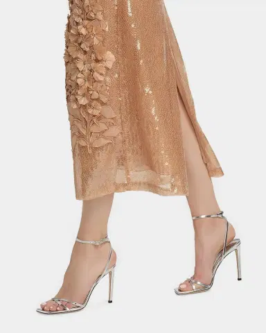 Oscar de la Renta Feather Applique Cap-Sleeve Sequined Midi Cocktail Dress | Thumbnail 6 Oscar de la Renta Feather Applique Cap-Sleeve Sequined Midi Cocktail Dress | Thumbnail 6