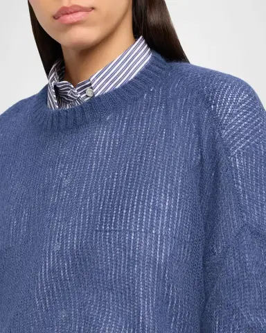 Brunello Cucinelli Mohair Shetland Gauze Crewneck Sweater | Thumbnail 5 Brunello Cucinelli Mohair Shetland Gauze Crewneck Sweater | Thumbnail 5
