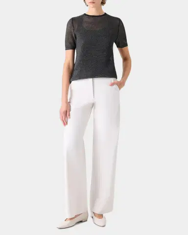Akris Two-Tone Silk Grif Knit Short-Sleeve Sweater | Thumbnail 2 Akris Two-Tone Silk Grif Knit Short-Sleeve Sweater | Thumbnail 2