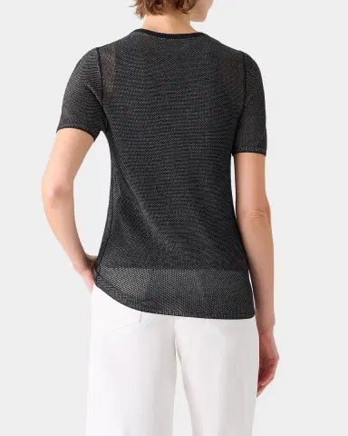 Akris Two-Tone Silk Grif Knit Short-Sleeve Sweater | Thumbnail 3 Akris Two-Tone Silk Grif Knit Short-Sleeve Sweater | Thumbnail 3