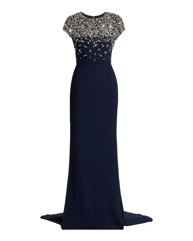 Mosaic Crystal Embroidered Cady Gown Mosaic Crystal Embroidered Cady Gown