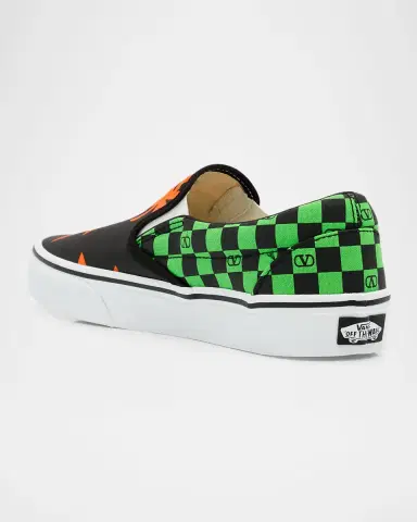 Valentino Garavani x Vans Men's VLogo Checkerboard Textile Slip-On Sneakers | Thumbnail 2 Valentino Garavani x Vans Men's VLogo Checkerboard Textile Slip-On Sneakers | Thumbnail 2