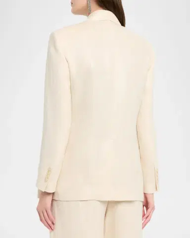 Brunello Cucinelli Shimmering Cotton-Silk Twill Double-Breasted Blazer | Thumbnail 3 Brunello Cucinelli Shimmering Cotton-Silk Twill Double-Breasted Blazer | Thumbnail 3
