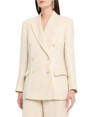Brunello Cucinelli Shimmering Cotton-Silk Twill Double-Breasted Blazer | Thumbnail 1 Brunello Cucinelli Shimmering Cotton-Silk Twill Double-Breasted Blazer | Thumbnail 1
