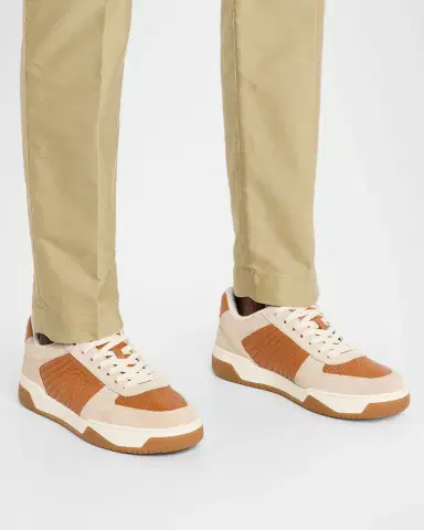 Valentino Garavani Men 's Sparry Split Leather and Napa Low-Top Sneakers | Thumbnail 11 Valentino Garavani Men 's Sparry Split Leather and Napa Low-Top Sneakers | Thumbnail 11