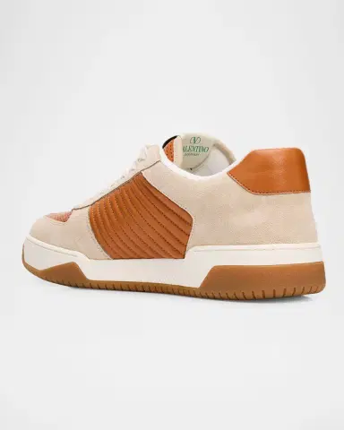 Valentino Garavani Men 's Sparry Split Leather and Napa Low-Top Sneakers | Thumbnail 13 Valentino Garavani Men 's Sparry Split Leather and Napa Low-Top Sneakers | Thumbnail 13
