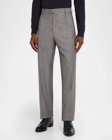ZANELLA Men's Bennett Wool Straight-Fit Pleated Trousers | Thumbnail 4 ZANELLA Men's Bennett Wool Straight-Fit Pleated Trousers | Thumbnail 4