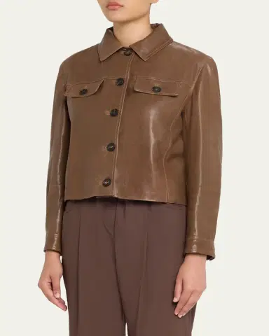 Brunello Cucinelli Button-Down Leather Jacket | Thumbnail 4 Brunello Cucinelli Button-Down Leather Jacket | Thumbnail 4