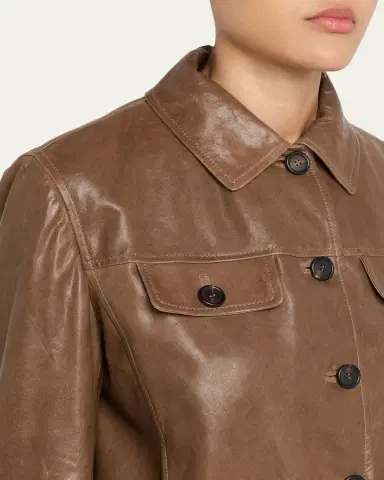 Brunello Cucinelli Button-Down Leather Jacket | Thumbnail 5 Brunello Cucinelli Button-Down Leather Jacket | Thumbnail 5