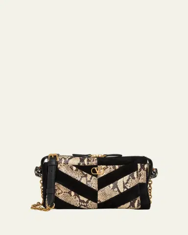Valentino Garavani Small Patchwork Suede & Python Shoulder Bag | Thumbnail 7 Valentino Garavani Small Patchwork Suede & Python Shoulder Bag | Thumbnail 7