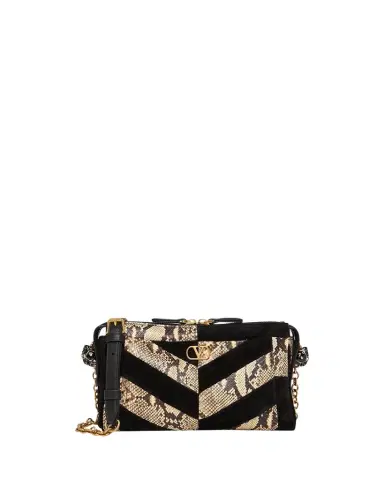 Valentino Garavani Small Patchwork Suede & Python Shoulder Bag | Thumbnail 1 Valentino Garavani Small Patchwork Suede & Python Shoulder Bag | Thumbnail 1
