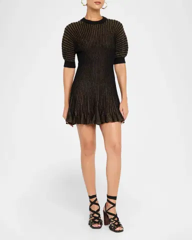 Ulla Johnson Talie Sparkly Knit Puff-Sleeve Mini Dress | Thumbnail 2 Ulla Johnson Talie Sparkly Knit Puff-Sleeve Mini Dress | Thumbnail 2