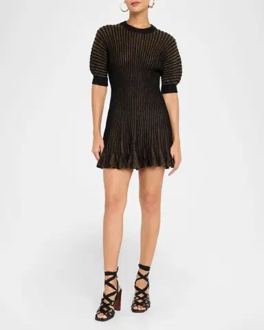 Ulla Johnson Talie Sparkly Knit Puff-Sleeve Mini Dress | Thumbnail 4 Ulla Johnson Talie Sparkly Knit Puff-Sleeve Mini Dress | Thumbnail 4