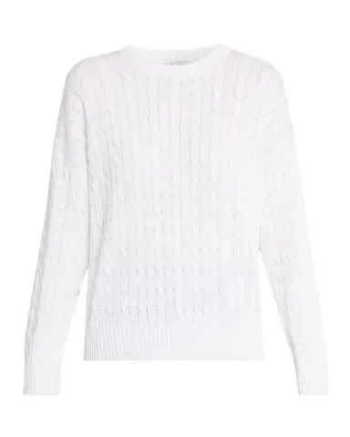 Brunello Cucinelli Cotton Paillette Cable-Knit Crewneck Sweater | Thumbnail 1 Brunello Cucinelli Cotton Paillette Cable-Knit Crewneck Sweater | Thumbnail 1