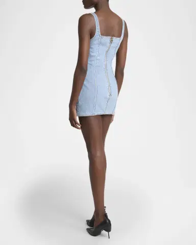 Balmain Denim Button-Front Sleeveless Mini Dress | Thumbnail 3 Balmain Denim Button-Front Sleeveless Mini Dress | Thumbnail 3
