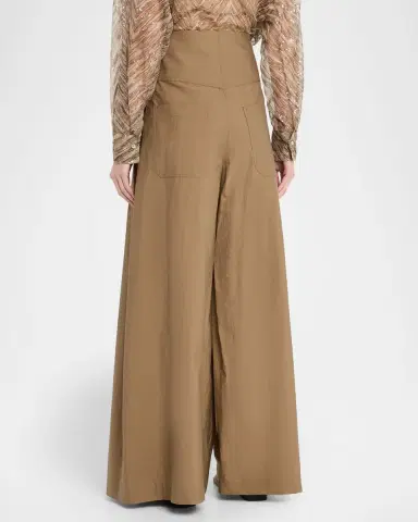 Brunello Cucinelli Techno Cotton Poplin Maxi Wide-Leg Trousers | Thumbnail 3 Brunello Cucinelli Techno Cotton Poplin Maxi Wide-Leg Trousers | Thumbnail 3