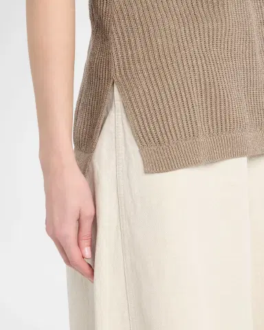 Brunello Cucinelli Metallic English Rib Cap-Sleeve Sweater | Thumbnail 5 Brunello Cucinelli Metallic English Rib Cap-Sleeve Sweater | Thumbnail 5