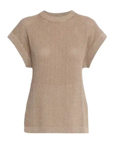 Brunello Cucinelli Metallic English Rib Cap-Sleeve Sweater | Thumbnail 1 Brunello Cucinelli Metallic English Rib Cap-Sleeve Sweater | Thumbnail 1