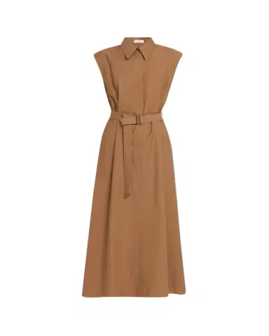 Brunello Cucinelli Crispy Diagonal Cotton Belted Midi Shirtdress | Thumbnail 1 Brunello Cucinelli Crispy Diagonal Cotton Belted Midi Shirtdress | Thumbnail 1