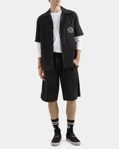 Dolce & Gabbana Men 's Hawaii Cotton Emblem Short-Sleeve Shirt | Thumbnail 2 Dolce & Gabbana Men 's Hawaii Cotton Emblem Short-Sleeve Shirt | Thumbnail 2