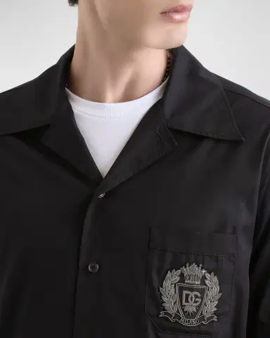 Dolce & Gabbana Men 's Hawaii Cotton Emblem Short-Sleeve Shirt | Thumbnail 5 Dolce & Gabbana Men 's Hawaii Cotton Emblem Short-Sleeve Shirt | Thumbnail 5