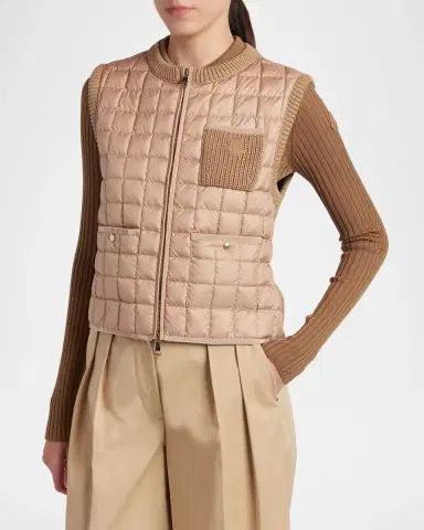 Moncler Quilted Combo Down Vest | Thumbnail 4 Moncler Quilted Combo Down Vest | Thumbnail 4