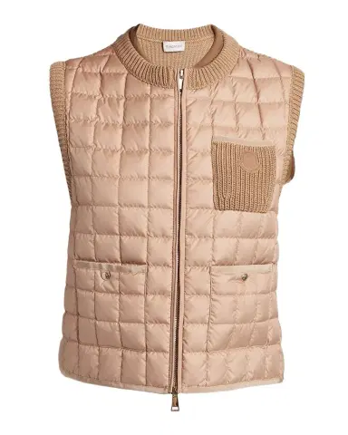 Moncler Quilted Combo Down Vest | Thumbnail 1 Moncler Quilted Combo Down Vest | Thumbnail 1