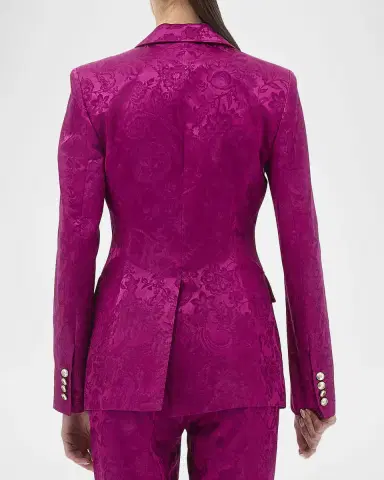 Roberto Cavalli Florentine Satin Jacquard Single-Breasted Blazer | Thumbnail 2 Roberto Cavalli Florentine Satin Jacquard Single-Breasted Blazer | Thumbnail 2
