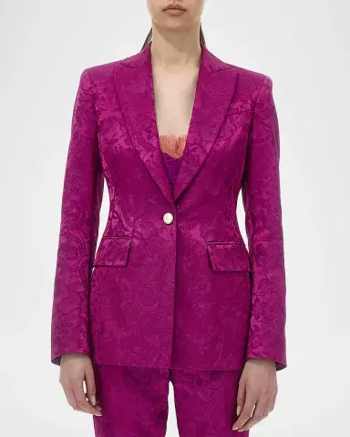 Roberto Cavalli Florentine Satin Jacquard Single-Breasted Blazer | Thumbnail 3 Roberto Cavalli Florentine Satin Jacquard Single-Breasted Blazer | Thumbnail 3