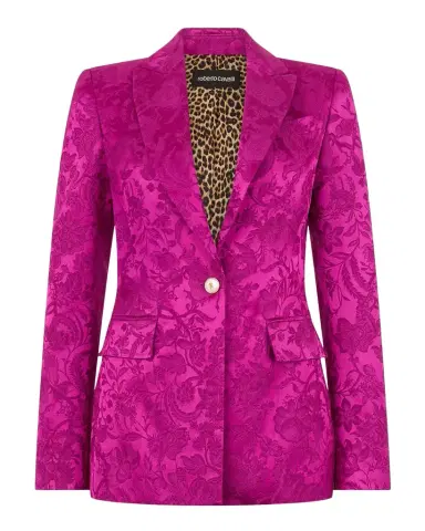Roberto Cavalli Florentine Satin Jacquard Single-Breasted Blazer | Thumbnail 1 Roberto Cavalli Florentine Satin Jacquard Single-Breasted Blazer | Thumbnail 1