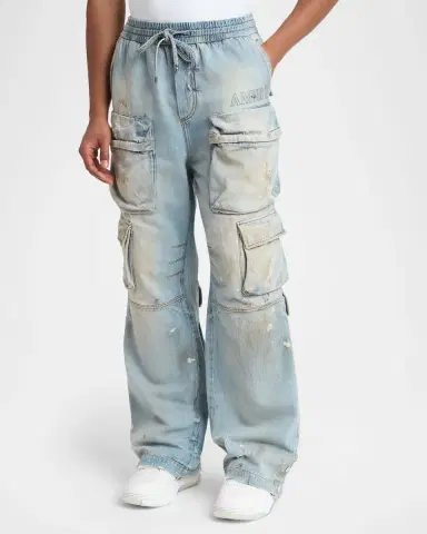 Amiri Men 's Vintage-Wash Wide Leg Cargo Jeans | Thumbnail 4 Amiri Men 's Vintage-Wash Wide Leg Cargo Jeans | Thumbnail 4