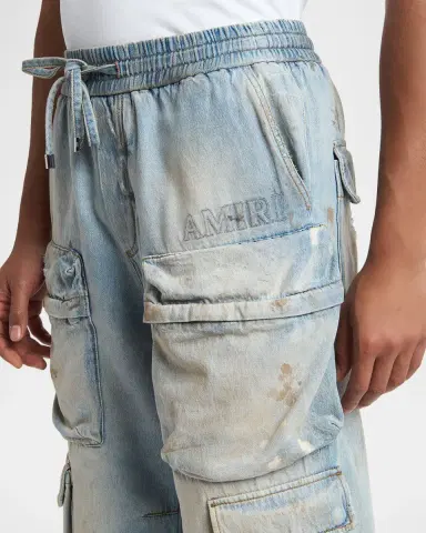 Amiri Men 's Vintage-Wash Wide Leg Cargo Jeans | Thumbnail 5 Amiri Men 's Vintage-Wash Wide Leg Cargo Jeans | Thumbnail 5