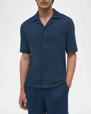 Simkhai Men's Troy Waffle-Weave Short-Sleeve Shirt | Thumbnail 4 Simkhai Men's Troy Waffle-Weave Short-Sleeve Shirt | Thumbnail 4
