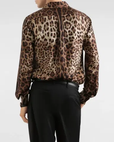 Dolce & Gabbana Men's Leopard-Print Poplin Button-Down Shirt | Thumbnail 3 Dolce & Gabbana Men's Leopard-Print Poplin Button-Down Shirt | Thumbnail 3