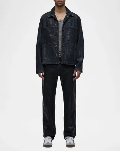 Hudson Men 's Worker Coated Black Denim Jacket | Thumbnail 2 Hudson Men 's Worker Coated Black Denim Jacket | Thumbnail 2