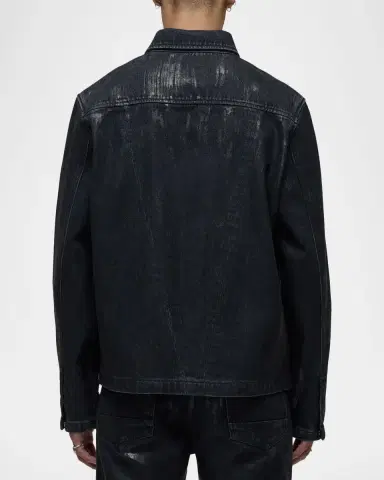 Hudson Men 's Worker Coated Black Denim Jacket | Thumbnail 3 Hudson Men 's Worker Coated Black Denim Jacket | Thumbnail 3