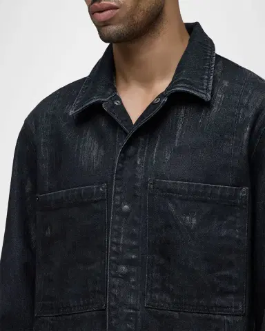 Hudson Men 's Worker Coated Black Denim Jacket | Thumbnail 5 Hudson Men 's Worker Coated Black Denim Jacket | Thumbnail 5