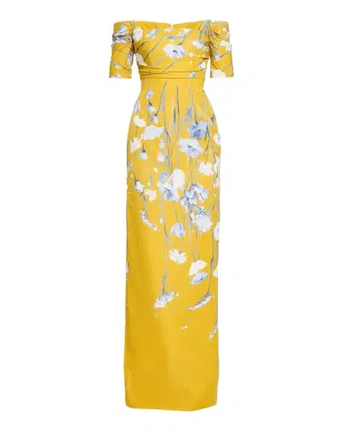 Lela Rose Floral Faille Off-The-Shoulder Column Gown | Thumbnail 1 Lela Rose Floral Faille Off-The-Shoulder Column Gown | Thumbnail 1
