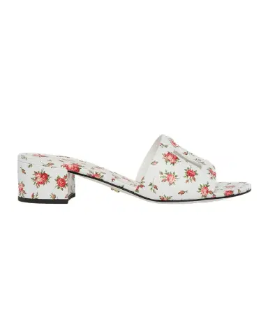 Dolce & Gabbana 40mm DG Cutout Floral Leather Slides | Thumbnail 1 Dolce & Gabbana 40mm DG Cutout Floral Leather Slides | Thumbnail 1