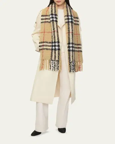 Burberry Check Alpaca Wool Blend Bouclé Scarf | Thumbnail 4 Burberry Check Alpaca Wool Blend Bouclé Scarf | Thumbnail 4