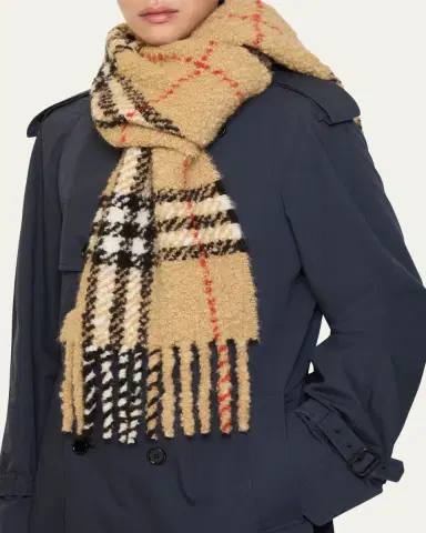 Burberry Check Alpaca Wool Blend Bouclé Scarf | Thumbnail 5 Burberry Check Alpaca Wool Blend Bouclé Scarf | Thumbnail 5