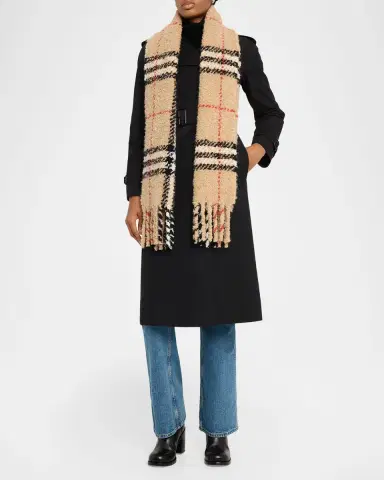 Burberry Check Alpaca Wool Blend Bouclé Scarf | Thumbnail 7 Burberry Check Alpaca Wool Blend Bouclé Scarf | Thumbnail 7