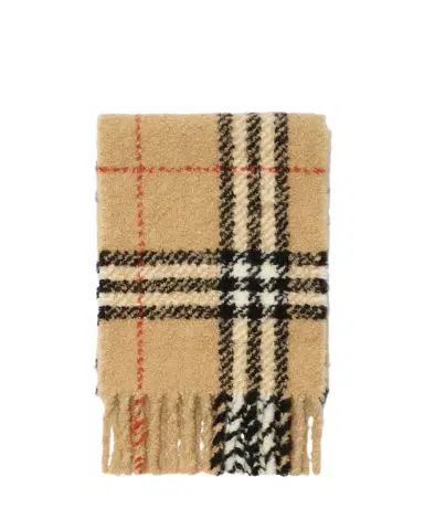 Burberry Check Alpaca Wool Blend Bouclé Scarf | Thumbnail 1 Burberry Check Alpaca Wool Blend Bouclé Scarf | Thumbnail 1