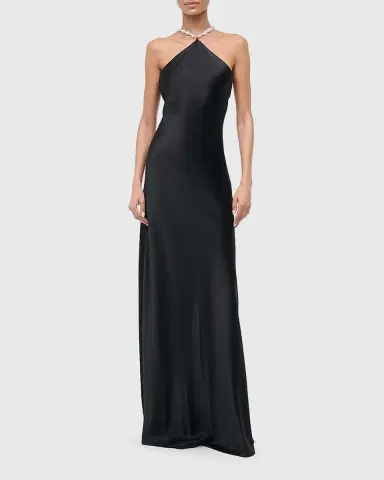 STAUD Cadence Satin Pearly-Strap Maxi Dress | Thumbnail 2 STAUD Cadence Satin Pearly-Strap Maxi Dress | Thumbnail 2