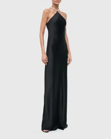 STAUD Cadence Satin Pearly-Strap Maxi Dress | Thumbnail 4 STAUD Cadence Satin Pearly-Strap Maxi Dress | Thumbnail 4