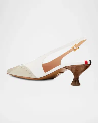 Thom Browne 50mm Brogue Leather Slingback Pumps | Thumbnail 4 Thom Browne 50mm Brogue Leather Slingback Pumps | Thumbnail 4