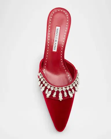 Manolo Blahnik 50mm Tulipe Embellished Velvet Mule Pumps | Thumbnail 4 Manolo Blahnik 50mm Tulipe Embellished Velvet Mule Pumps | Thumbnail 4