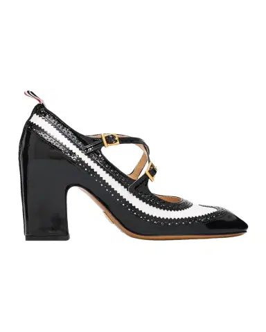 Thom Browne 75mm Crisscross Leather Brogue Pumps | Thumbnail 1 Thom Browne 75mm Crisscross Leather Brogue Pumps | Thumbnail 1